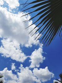 Low angle view of blue sky on sunny day