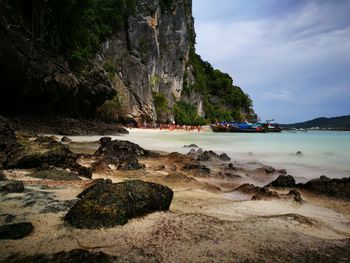 Scenic view of beach against sky