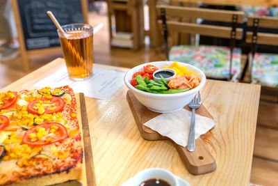 Close-up of food on table