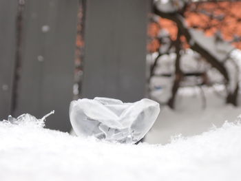 Close-up of snow on paper