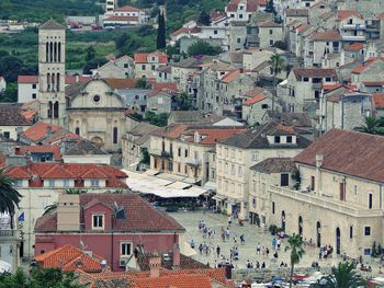 High angle view of town