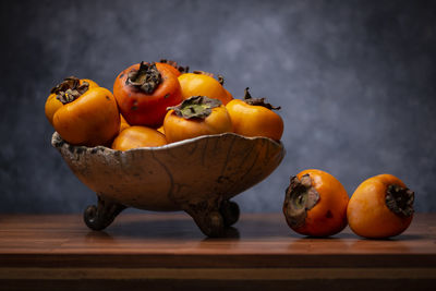 High angle view of fruits on table