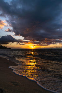 Tranquil sunset on oahu island's mokuleia beach