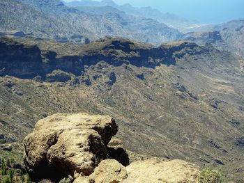 High angle view of rocks and typical mountains scenery on gran canaria island