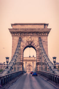 Low angle view of suspension bridge