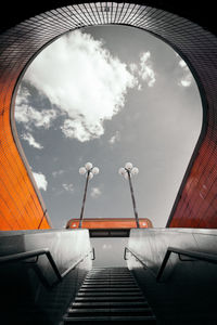 Low angle view of staircase against sky