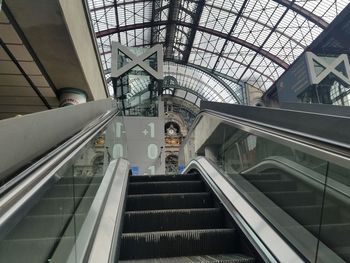 Low angle view of escalator at railroad station