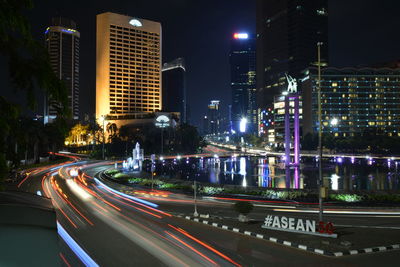 View of skyscrapers at night