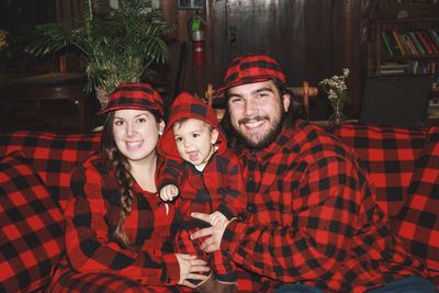 Portrait of smiling family at home