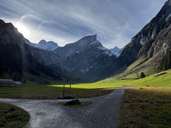 Scenic view of mountains against sky