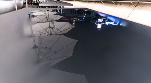 High angle view of illuminated lighting equipment in city