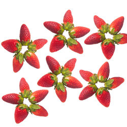 Close-up of strawberries against white background