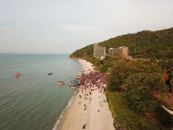 High angle view of beach against sky