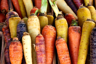 Full frame shot of colorful carrots