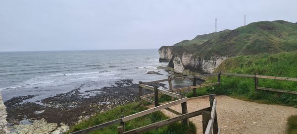 Scenic view of sea against clear sky