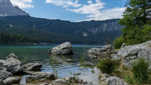 Scenic view of lake against sky