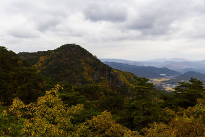 Scenic view of mountains against sky