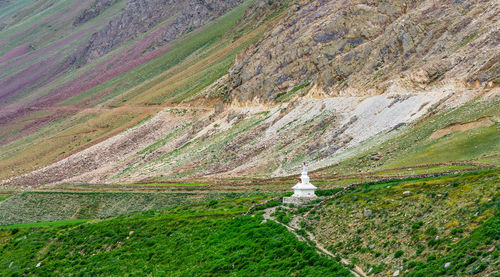 A buddhist stupa in himalayas, pin valley, lahaul spiti