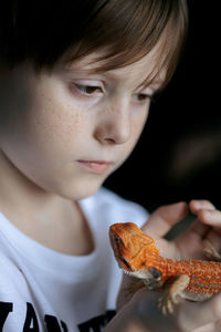 Close-up of boy eating food