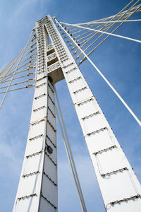 Low angle view of cables against blue sky