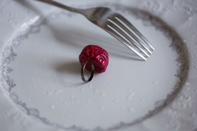 High angle view of dessert in plate