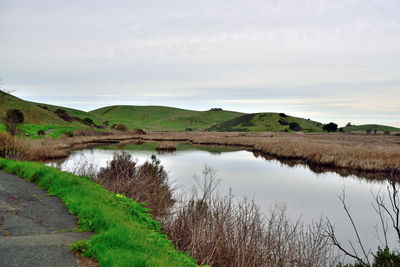 Scenic view of lake against sky