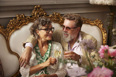 Couple having drink together