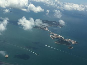 Aerial view of sea against sky