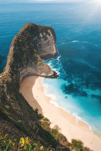 High angle view of rocks on beach