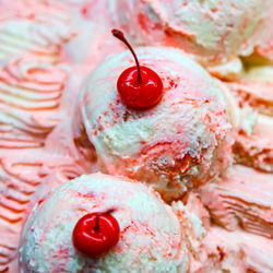 Cherry ice cream scoops background