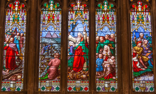 Sculpture of glass window at temple