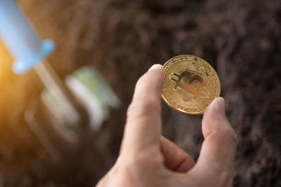 Cropped image of hand holding coins