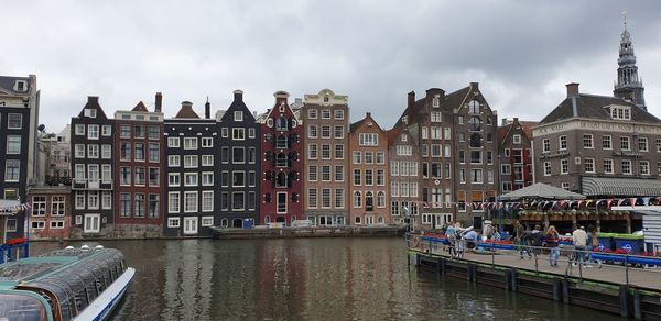 Panoramic view of buildings against cloudy sky