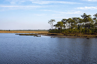 Scenic view of lake against sky