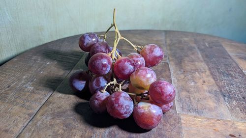 High angle view of grapes on table