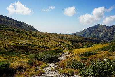 Scenic view of mountains against sky