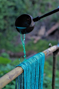 Close-up of water drop on wood