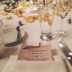 Wine glasses on table at restaurant