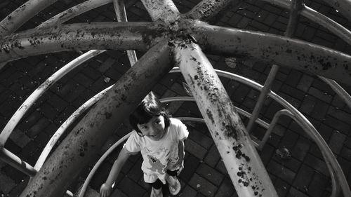 High angle portrait of girl standing on playground