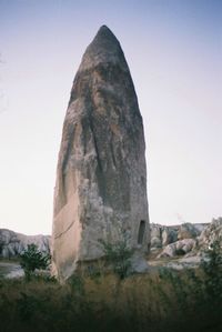 Rock formation against clear sky