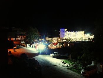 Traffic on city street at night