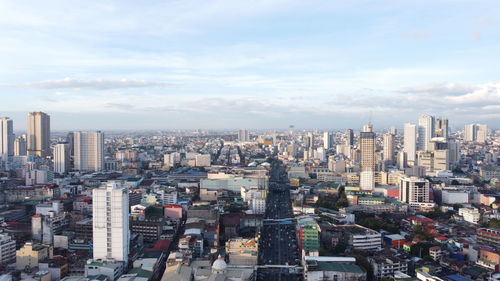 High angle view of cityscape against sky.