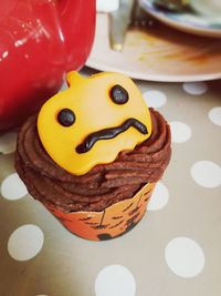 Close-up of cupcakes on table