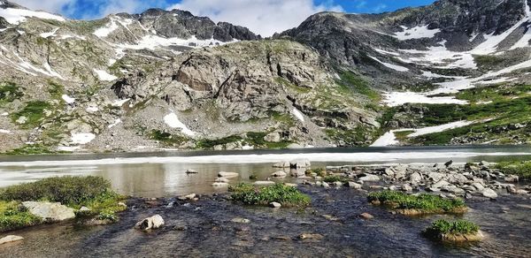 Scenic view of lake and mountains