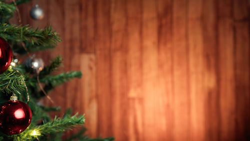 Close-up of christmas decorations on table