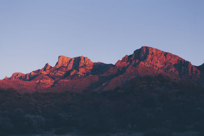 Low angle view of mountain against clear sky