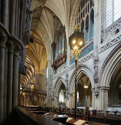 Interior of illuminated historic building