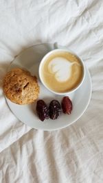 High angle view of breakfast on table