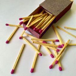 High angle view of colored pencils on table