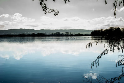 Scenic view of lake against sky